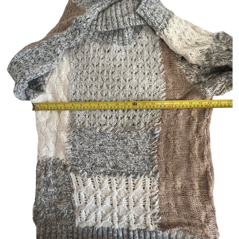 Coldwater Creek Patchwork Turtle Neck Chunky Open… - image 8